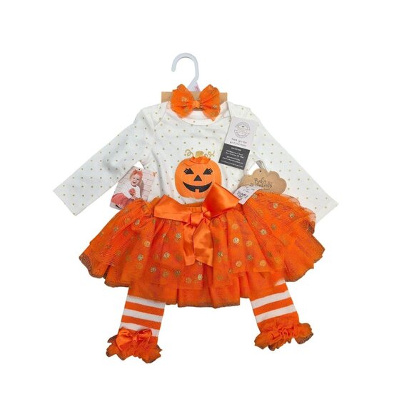 Baby Essentials Halloween Pumpkin Baby Outfit Set 9M - Picture 2 of 9